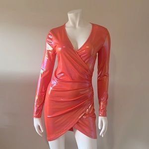 Long Sleeve Iridescent Orange Dress
